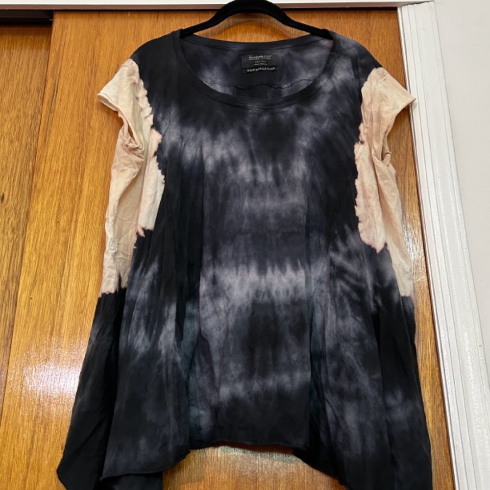 ALL SAINTS COTTON TIE-DYE HANDKERCHIEF HEM SHORT SLEEVE TEE SHIRT